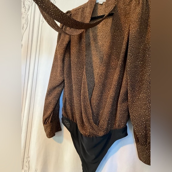 Allison Joy Brown & Black Leopard Print Long Sleeve Bodysuit - Picture 4 of 16
